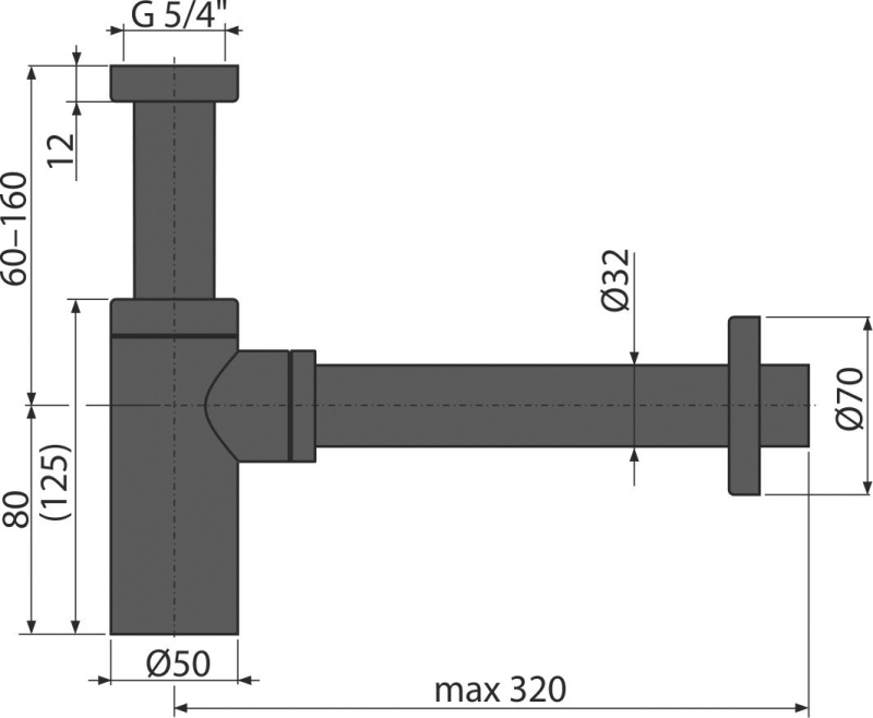 A400BLACK - Geruchverschluss für die Waschbecken DN32 DESIGN, Schwarz-Matt
