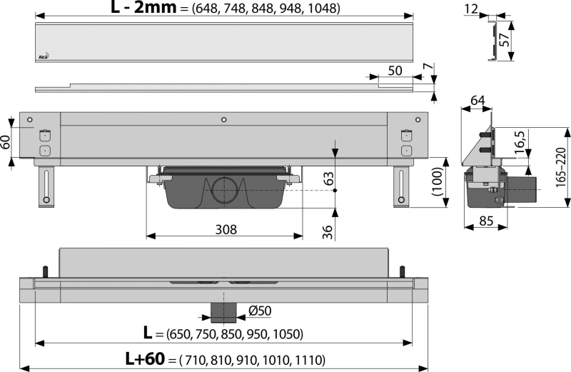 APZ5 SPA-EDEN - Abflusssystem für Einbau in die Wand, Abdeckung Edelstahl-Glanz