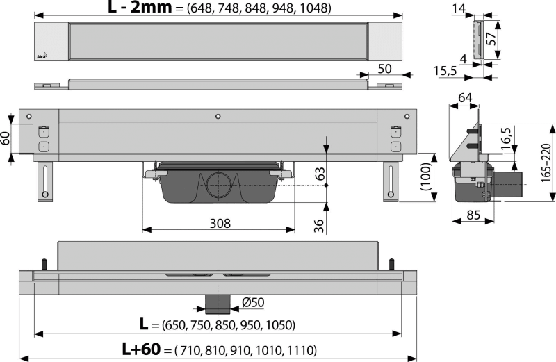 APZ5 SPA-TWIN - Abflusssystem für Einbau in die Wand, Abdeckung für die Fliesenverlegung